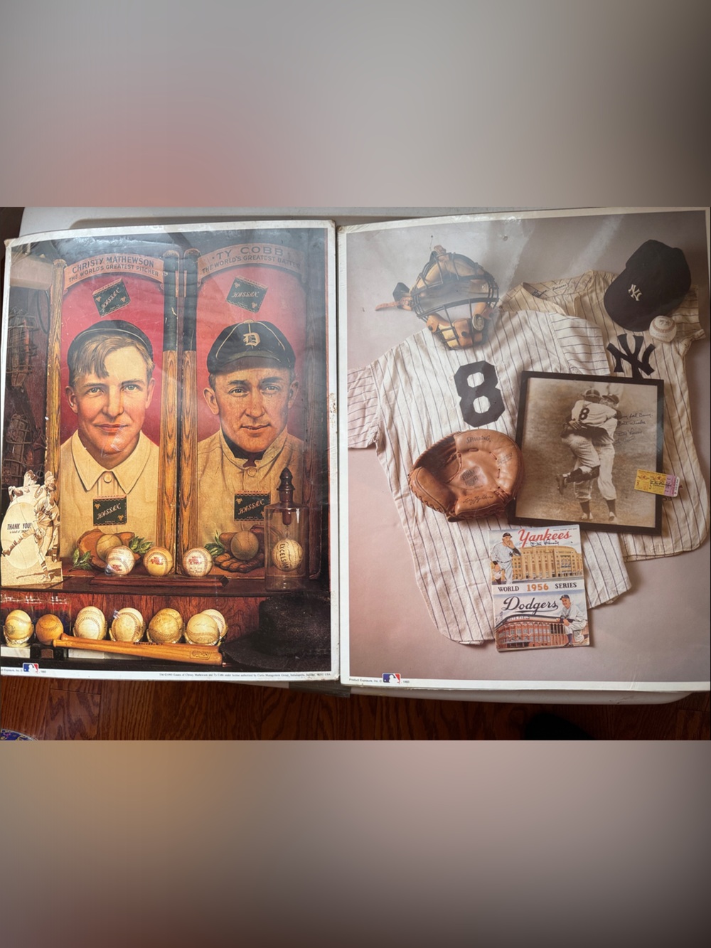 Set of 2 Vintage 1993 Officially Licensed MLB Memorabilia Art Prints